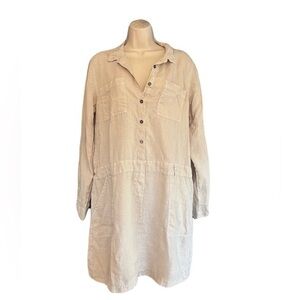 Michael Stars Natural Linen Elenor Utility Shirt Dress Large